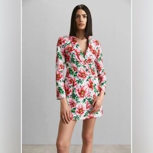 Alice + Olivia Floral V-Neck Dress - Red and Green